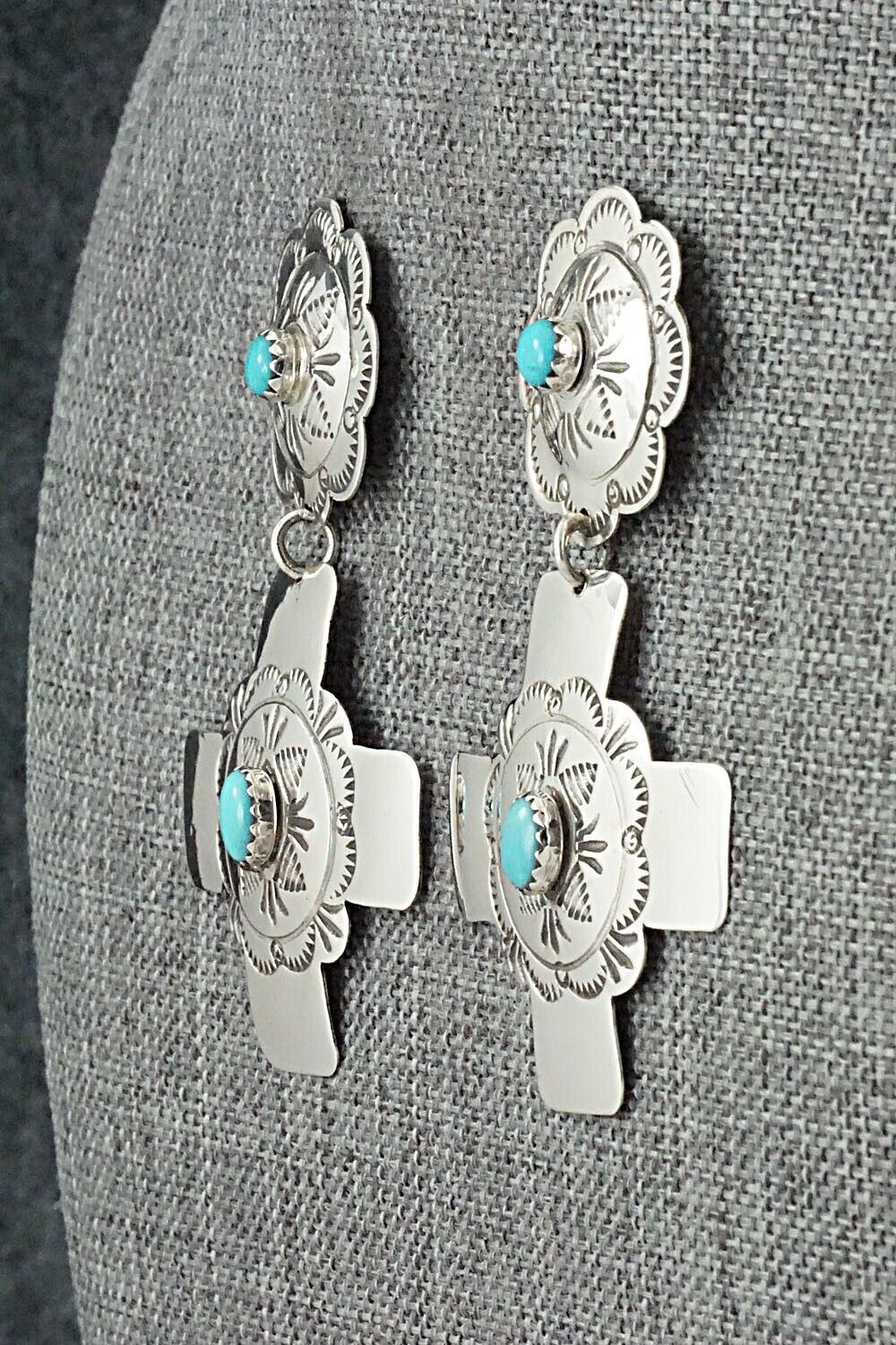 Turquoise and Sterling Silver Earrings - Bertha Begay