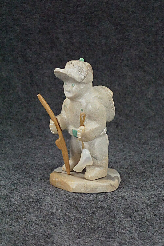 Boy with Fishing Pole Zuni Fetish Carving - Enrike Leekya