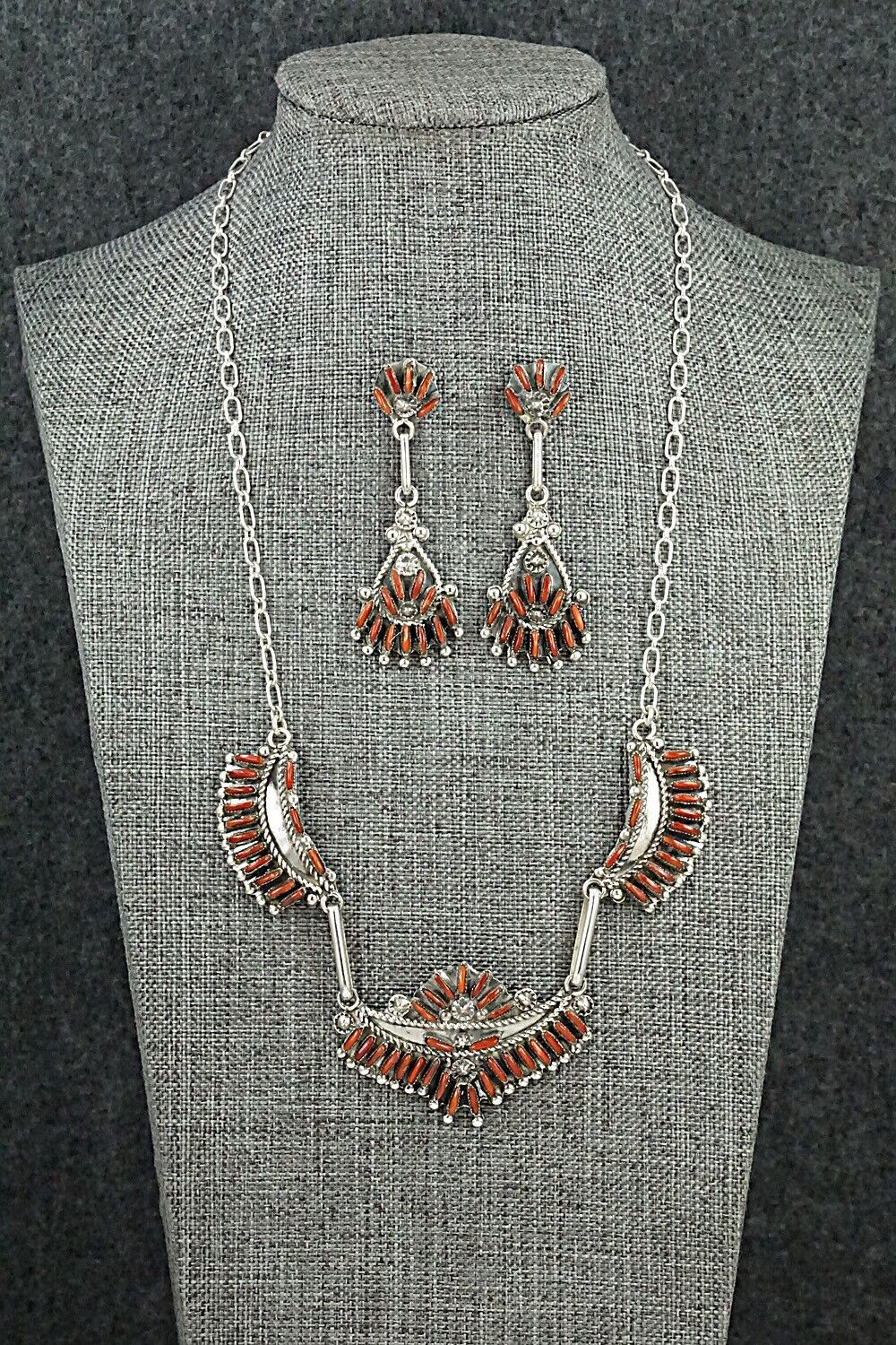 Coral & Sterling Silver Necklace Set - Eva Wyaco