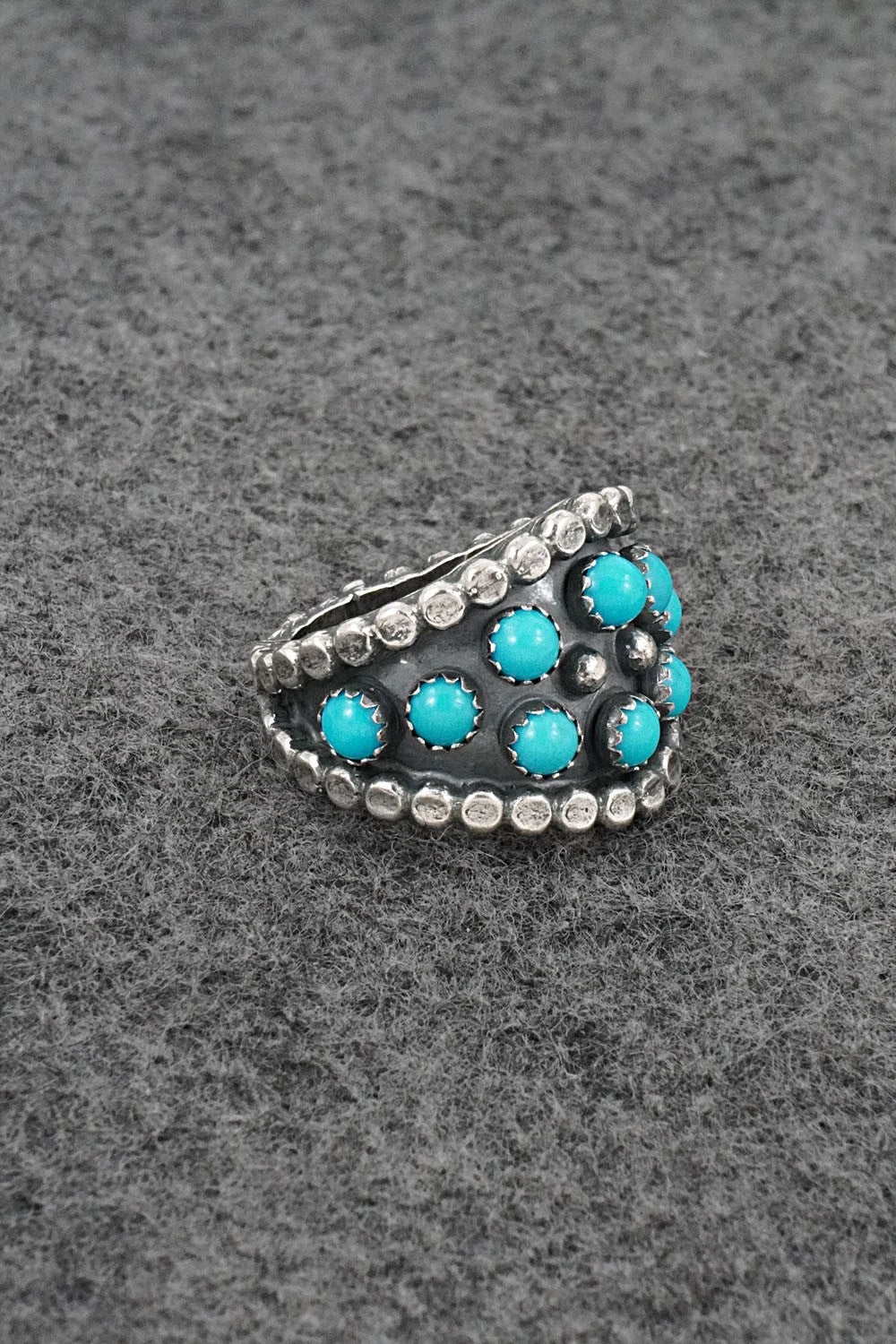Turquoise & Sterling Silver Ring - Kenny Lonjose - Size 7.5