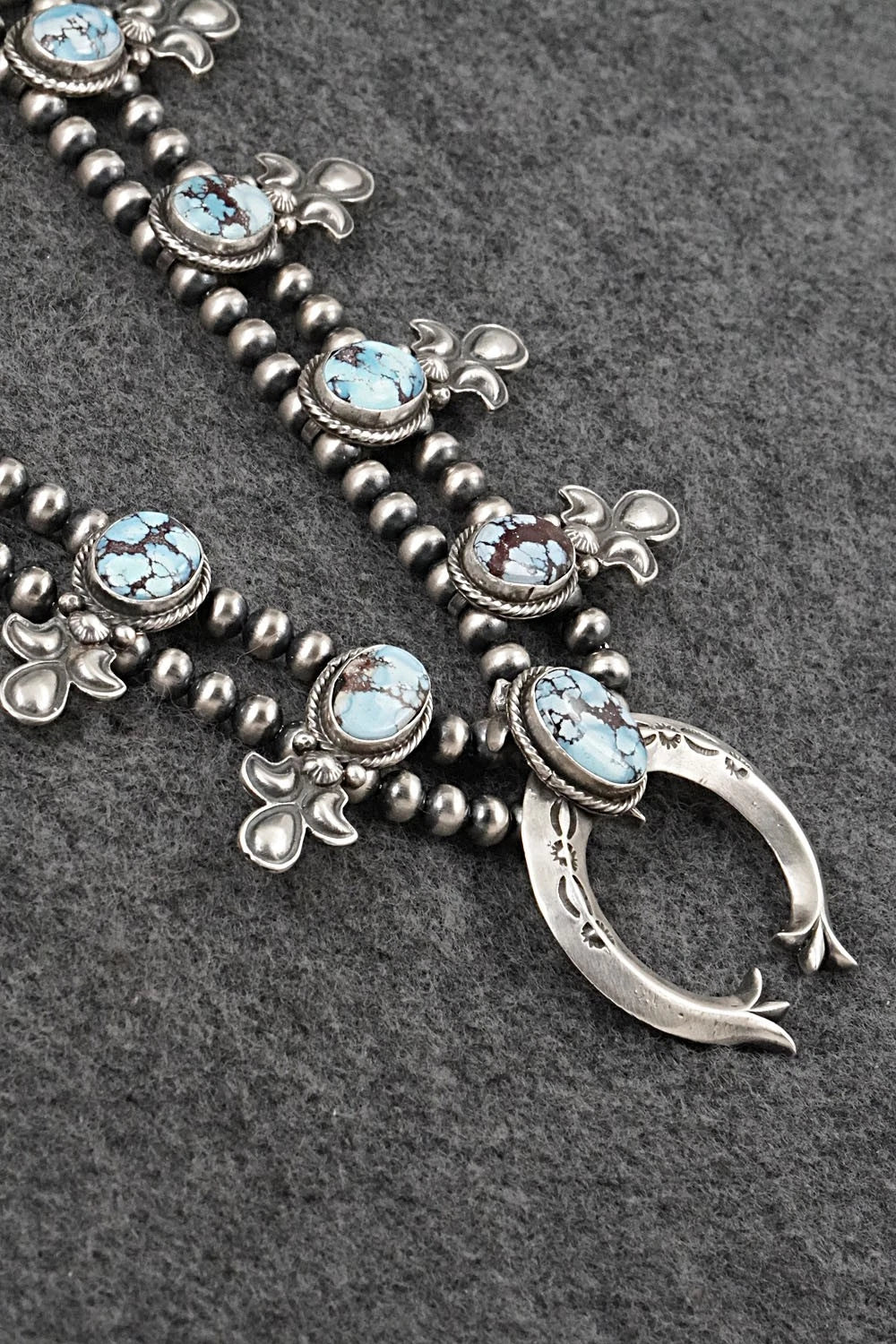 Turquoise & Sterling Silver Squash Blossom Set - Adrienne Gordon