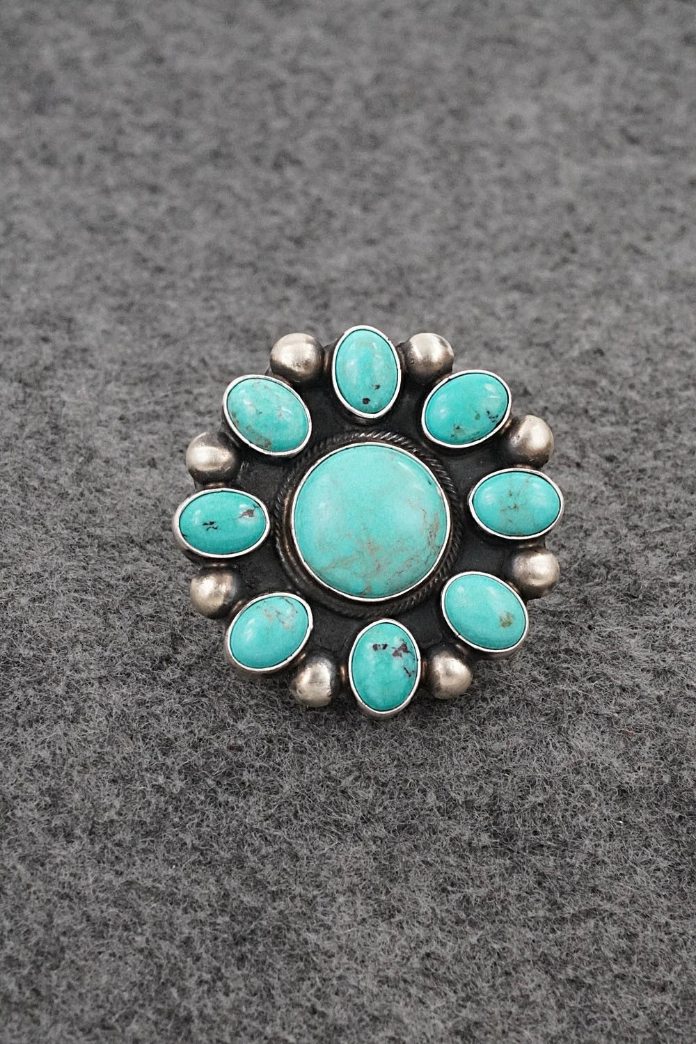 Turquoise & Sterling Silver Ring - Kathleen Livingston - Size Adjustable