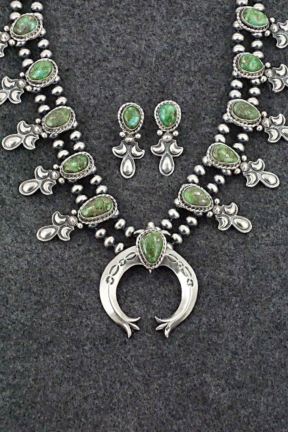 Turquoise & Sterling Silver Squash Blossom Set - Paige Gordon