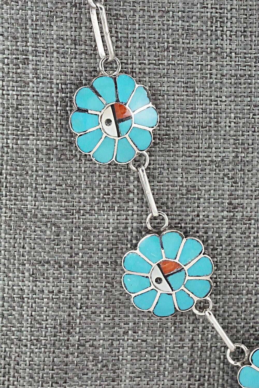 Multi Stone & Sterling Silver Inlay Necklace Set - Burdian Soseeah