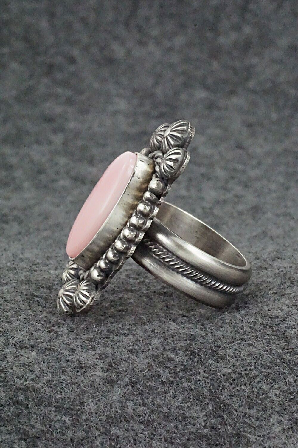 Pink Conch Shell & Sterling Silver Ring - Michael Calladitto - Size 9