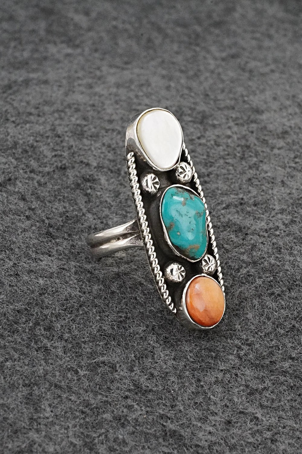 Multi-Stone & Sterling Silver Ring - Priscilla Reeder - Size 7