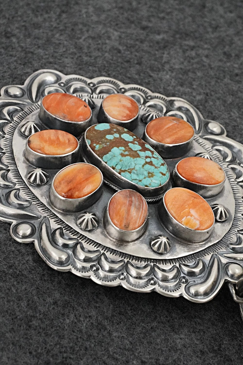 Turquoise, Spiny Oyster & Sterling Silver Pendant - Randy Boyd