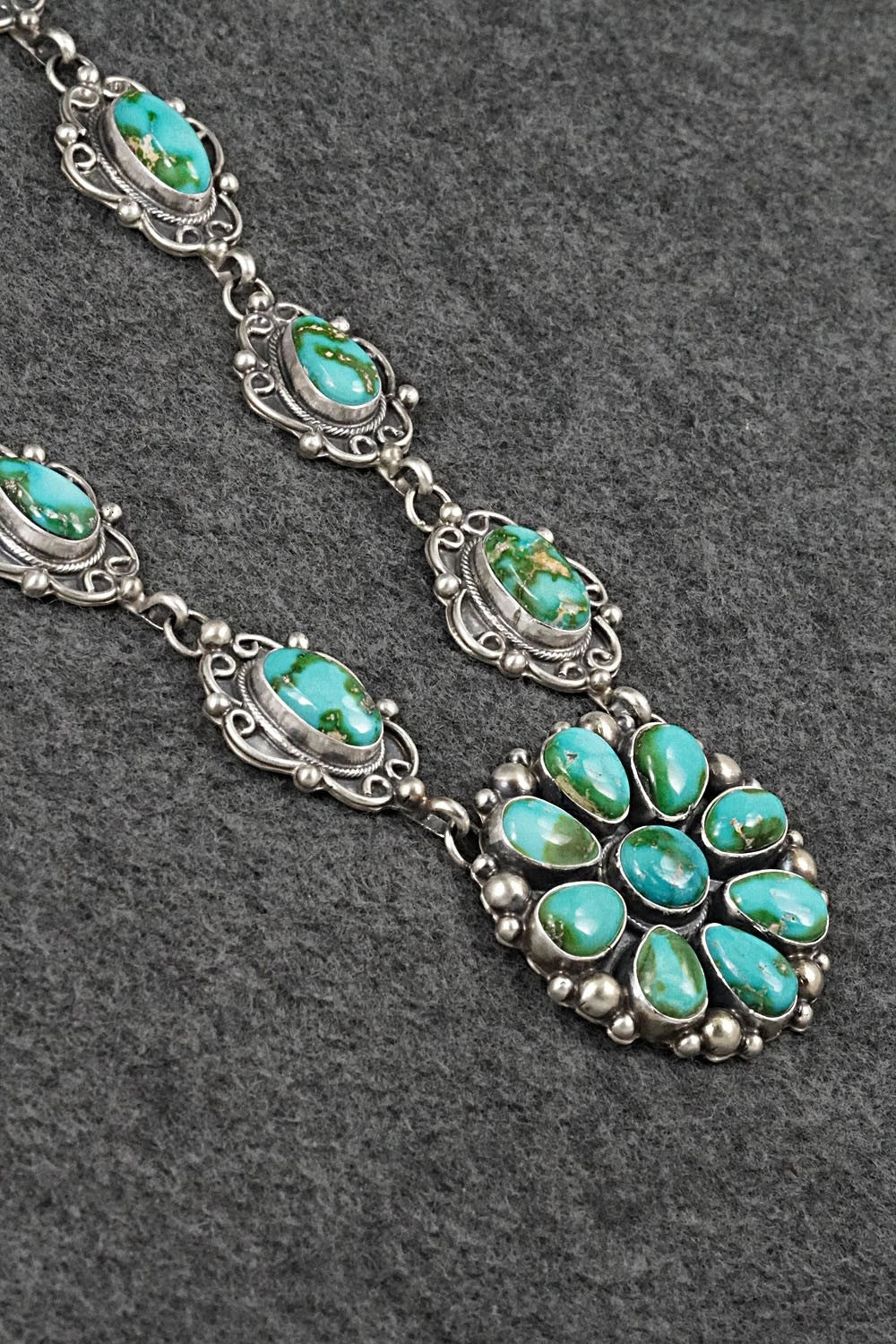 Turquoise & Sterling Silver Necklace and Earrings Set - Kathleen Livingston
