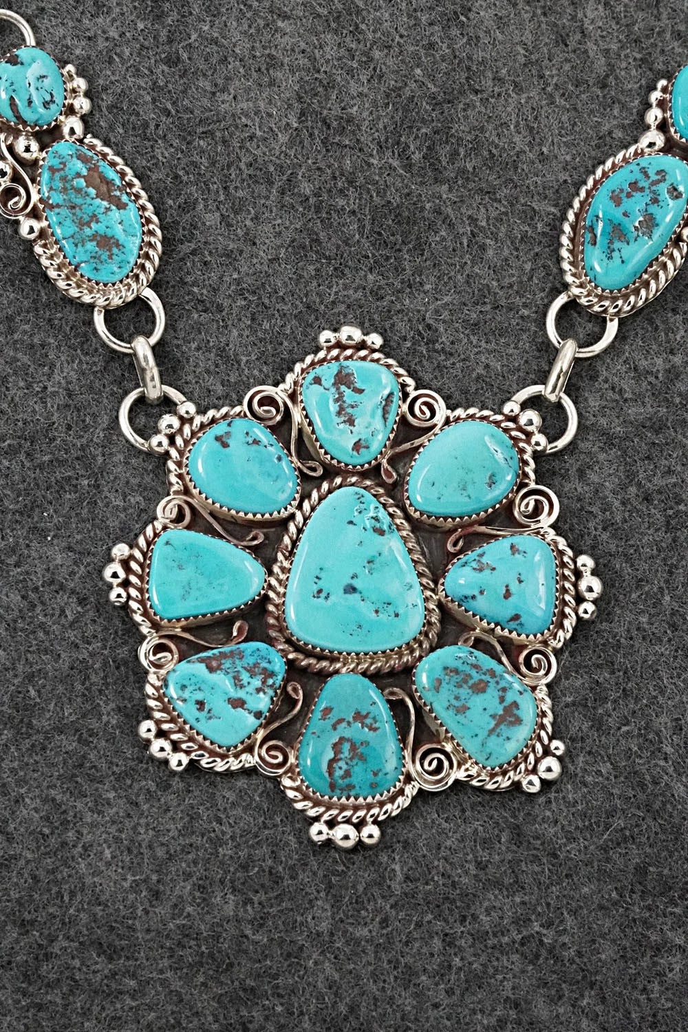 Turquoise & Sterling Silver Necklace and Earrings Set - Anthony Brown