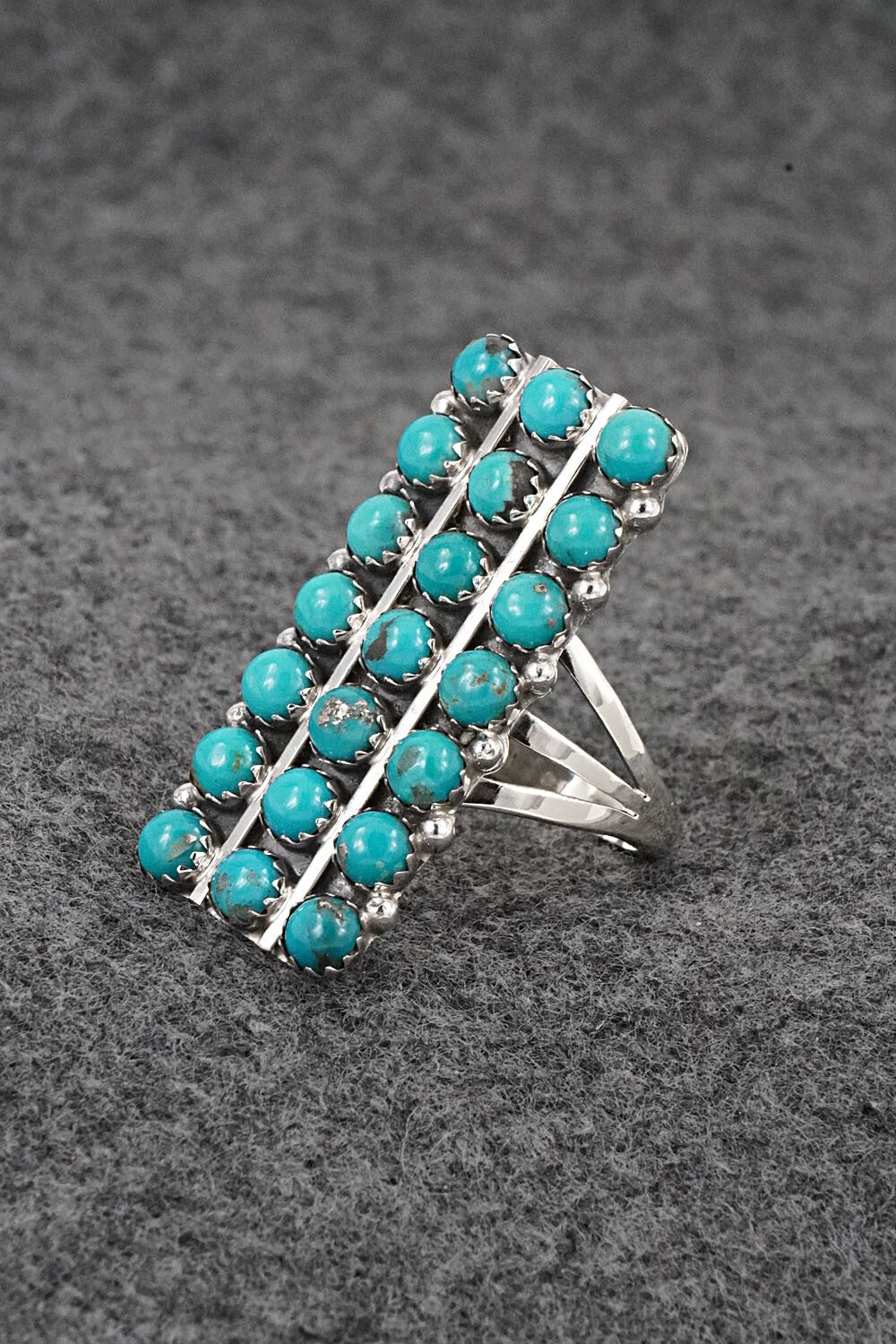 Turquoise & Sterling Silver Ring - Kenny Lonjose - Size 9