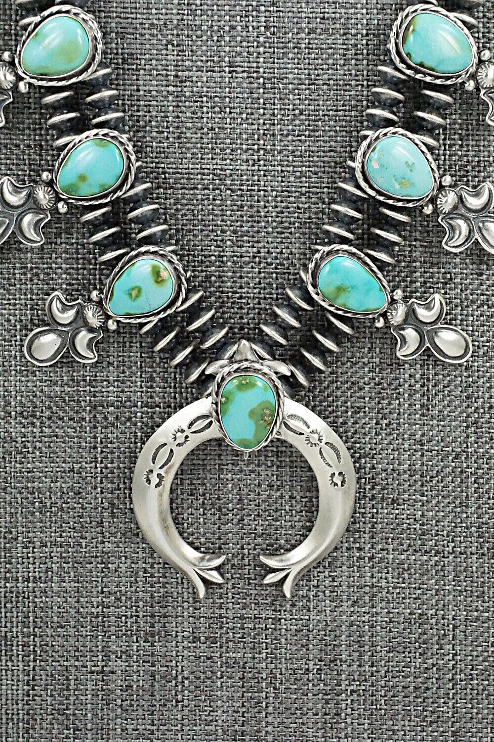 Turquoise & Sterling Silver Squash Blossom Set - Adrienne Gordon