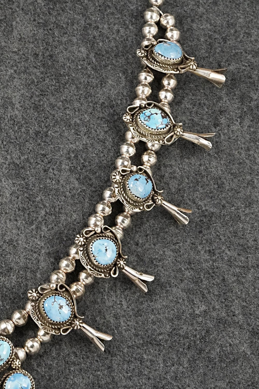 Turquoise & Sterling Silver Squash Blossom Set - Phil Nez