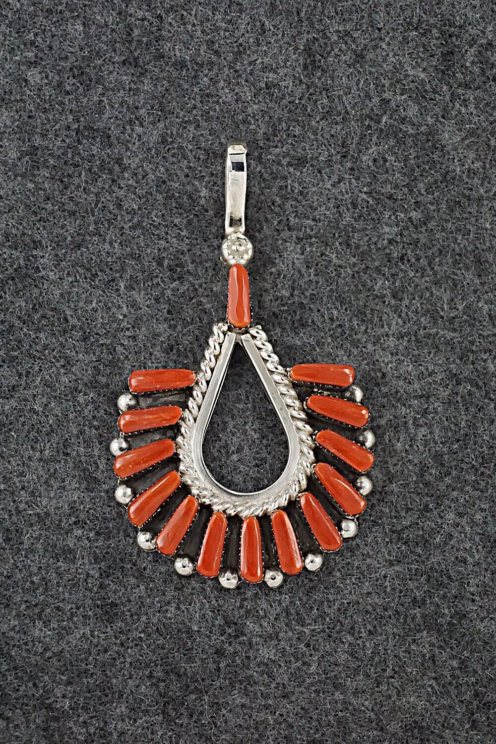 Coral and Sterling Silver Pendant - Carlene Hattie