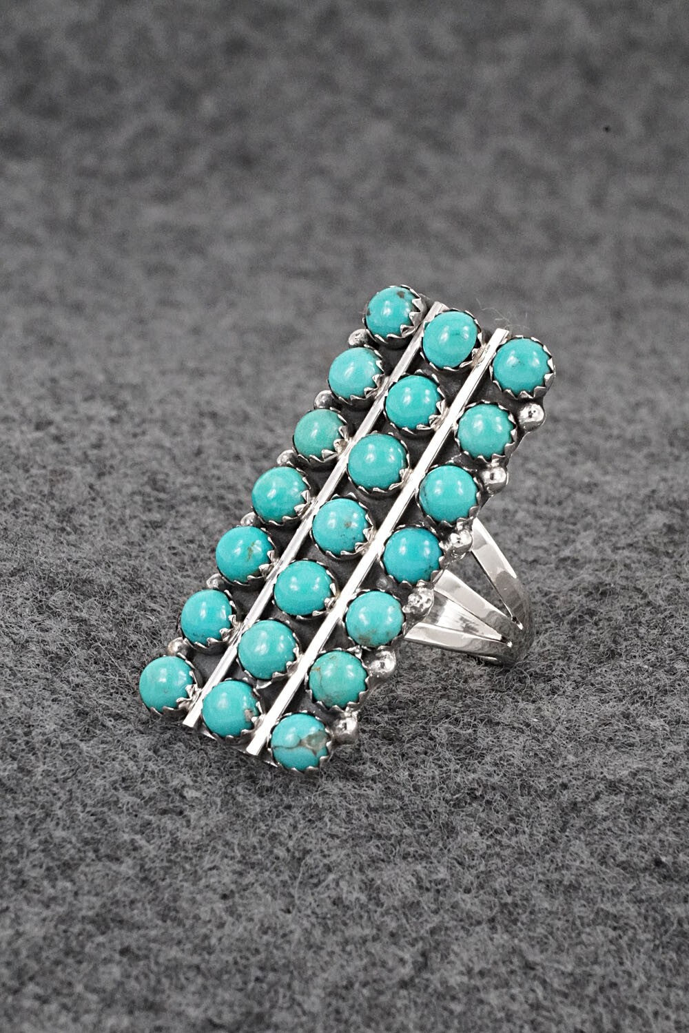 Turquoise & Sterling Silver Ring - Kenny Lonjose - Size 7.5