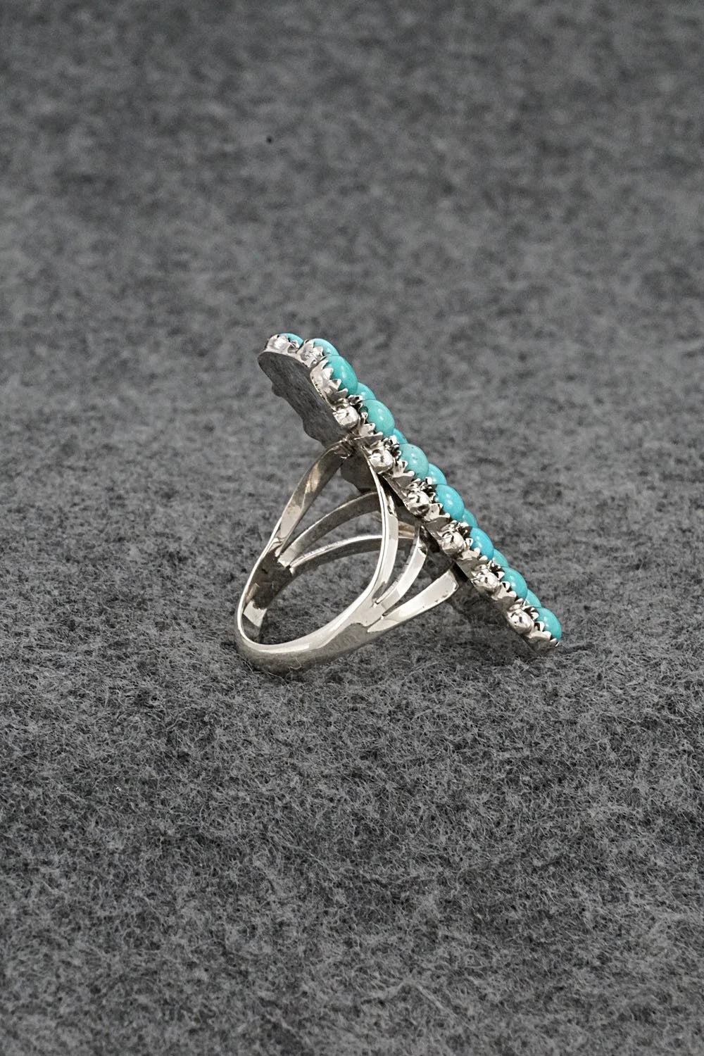 Turquoise & Sterling Silver Ring - Kenny Lonjose - Size 7.5