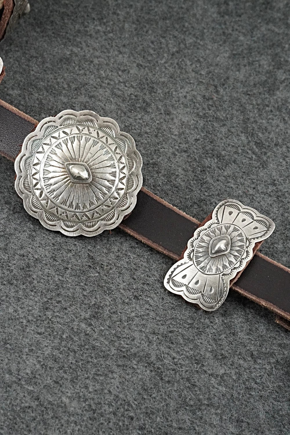 Sterling Silver & Leather Concho Belt - Dan Morgan