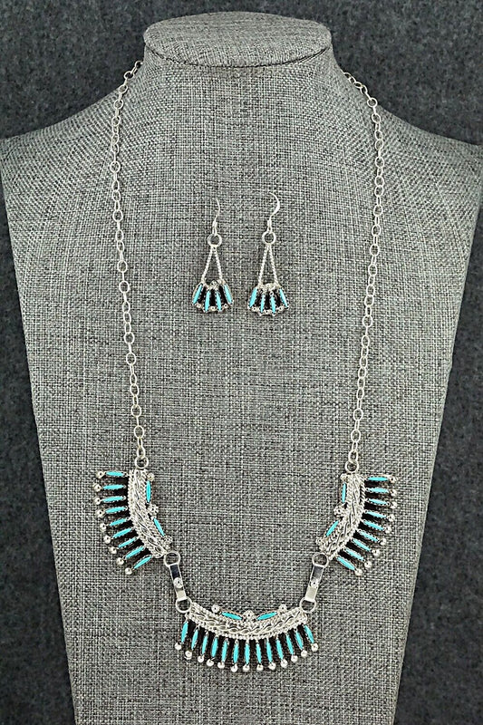 Turquoise & Sterling Silver Necklace Set - Jack Etsate