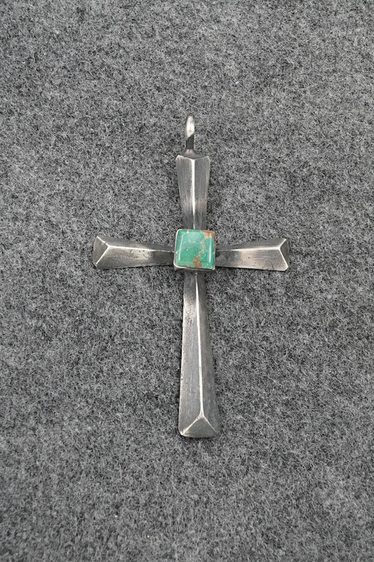 Turquoise & Sterling Silver Pendant - Raymond Betsoi