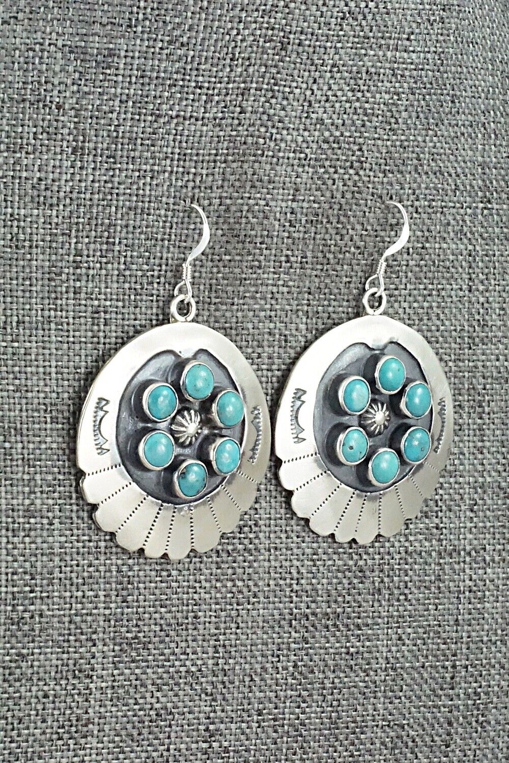 Turquoise & Sterling Silver Earrings - Kenny Lonjose