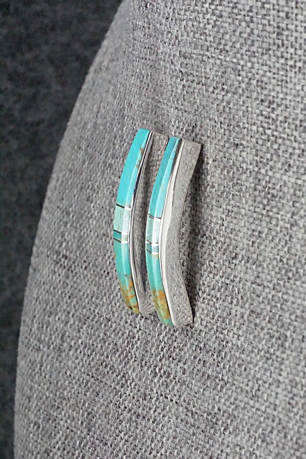Turquoise & Sterling Silver Inlay Earrings - Marilyn Yazzie