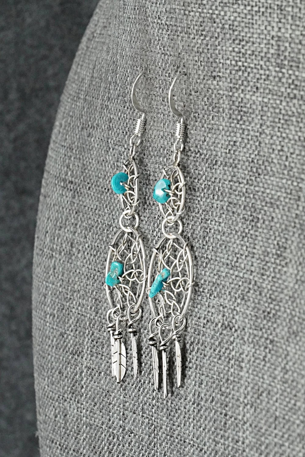 Turquoise & Sterling Silver Earrings - Lorenzo Arviso Jr.
