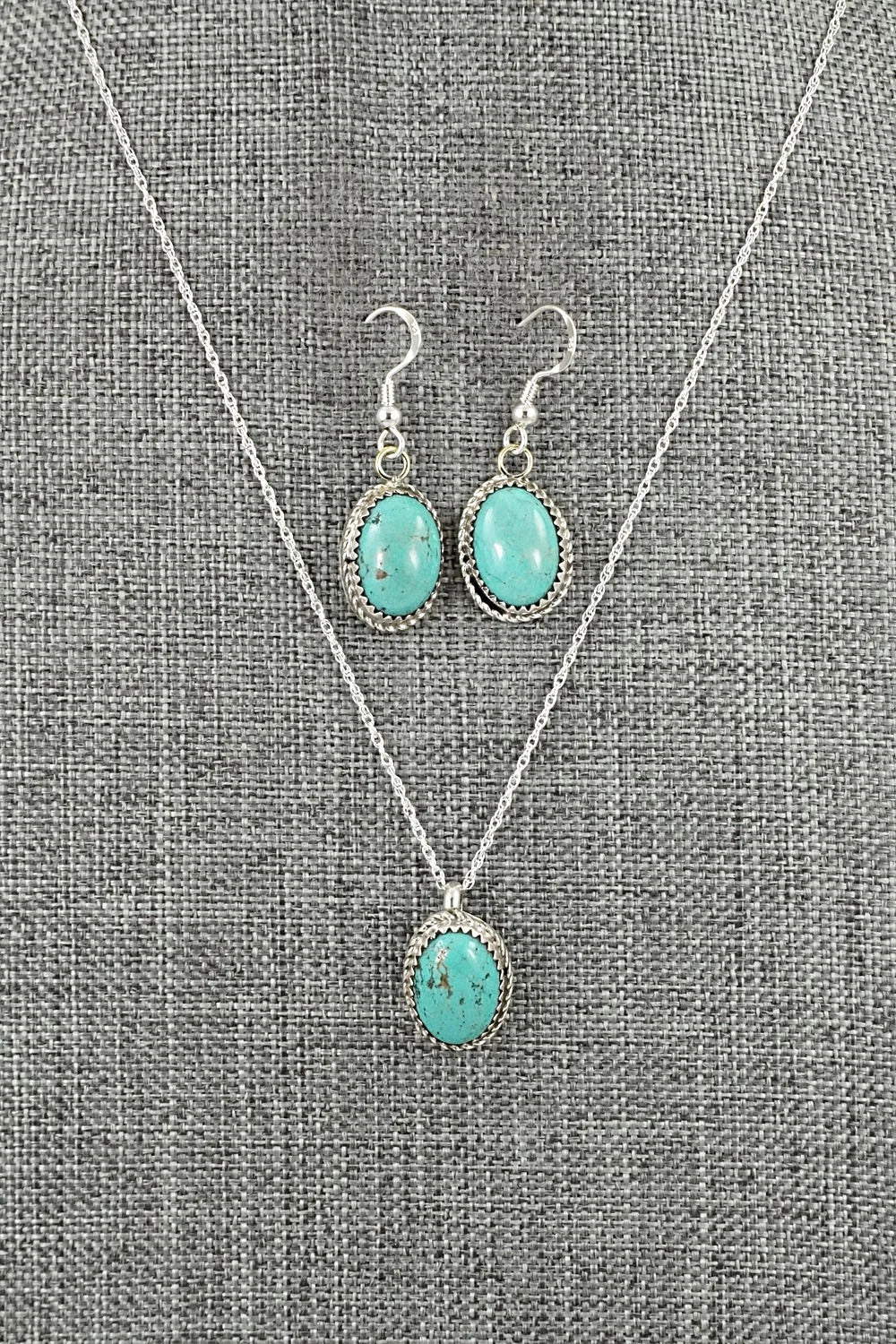 Turquoise & Sterling Silver Necklace Set - Murray Hannaweeka