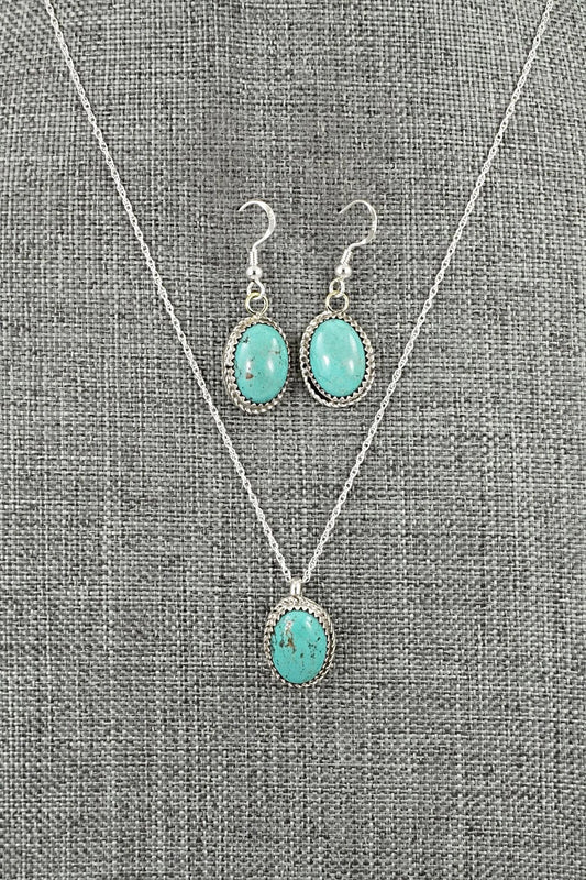 Turquoise & Sterling Silver Necklace Set - Murray Hannaweeka
