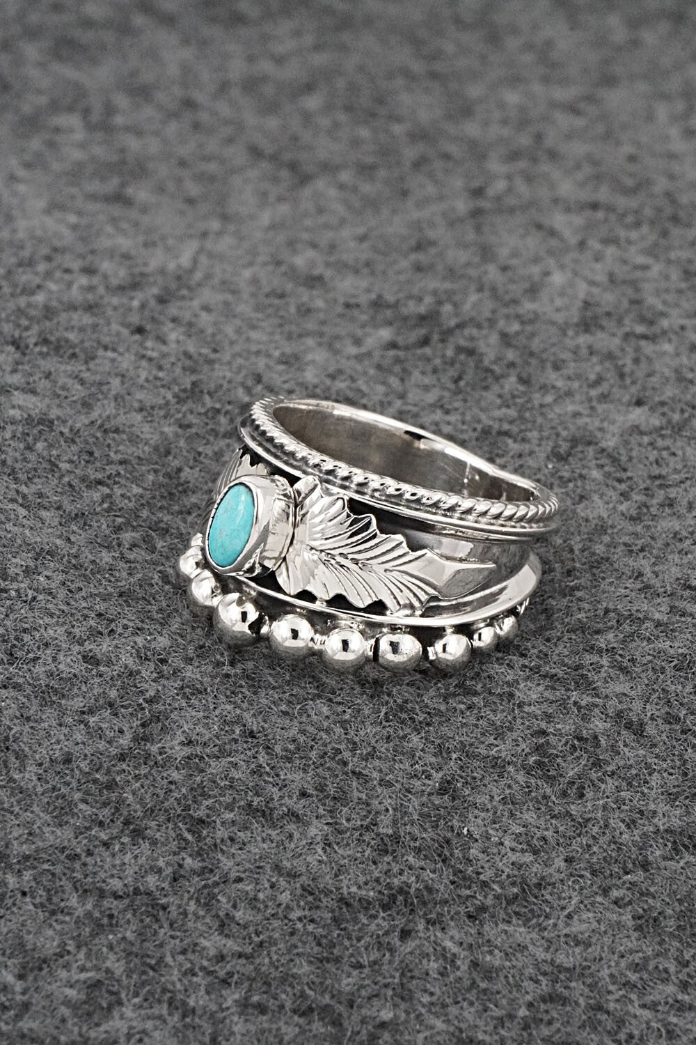 Turquoise & Sterling Silver Ring - Tom Lewis - Size 8.5