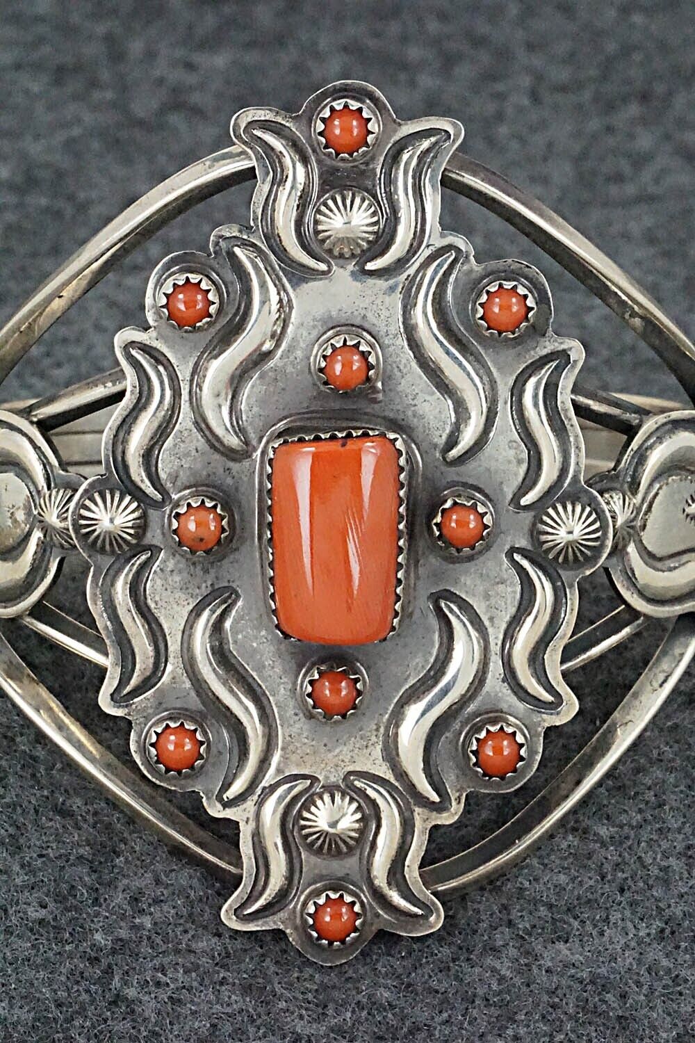 Coral & Sterling Silver Bracelet - Emerson Delgarito