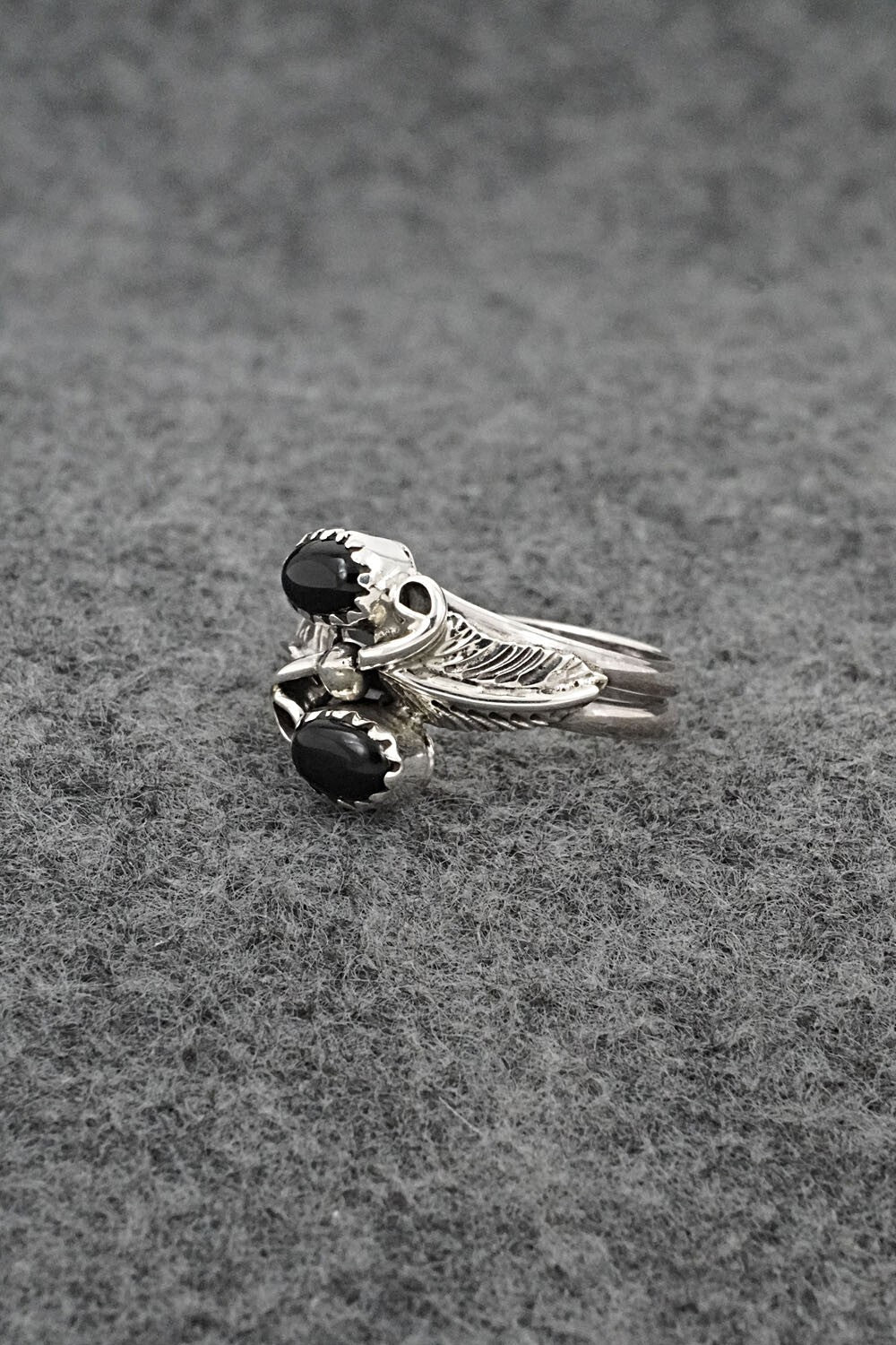Onyx & Sterling Silver Ring - Harry B. Yazzie - Size 6.5
