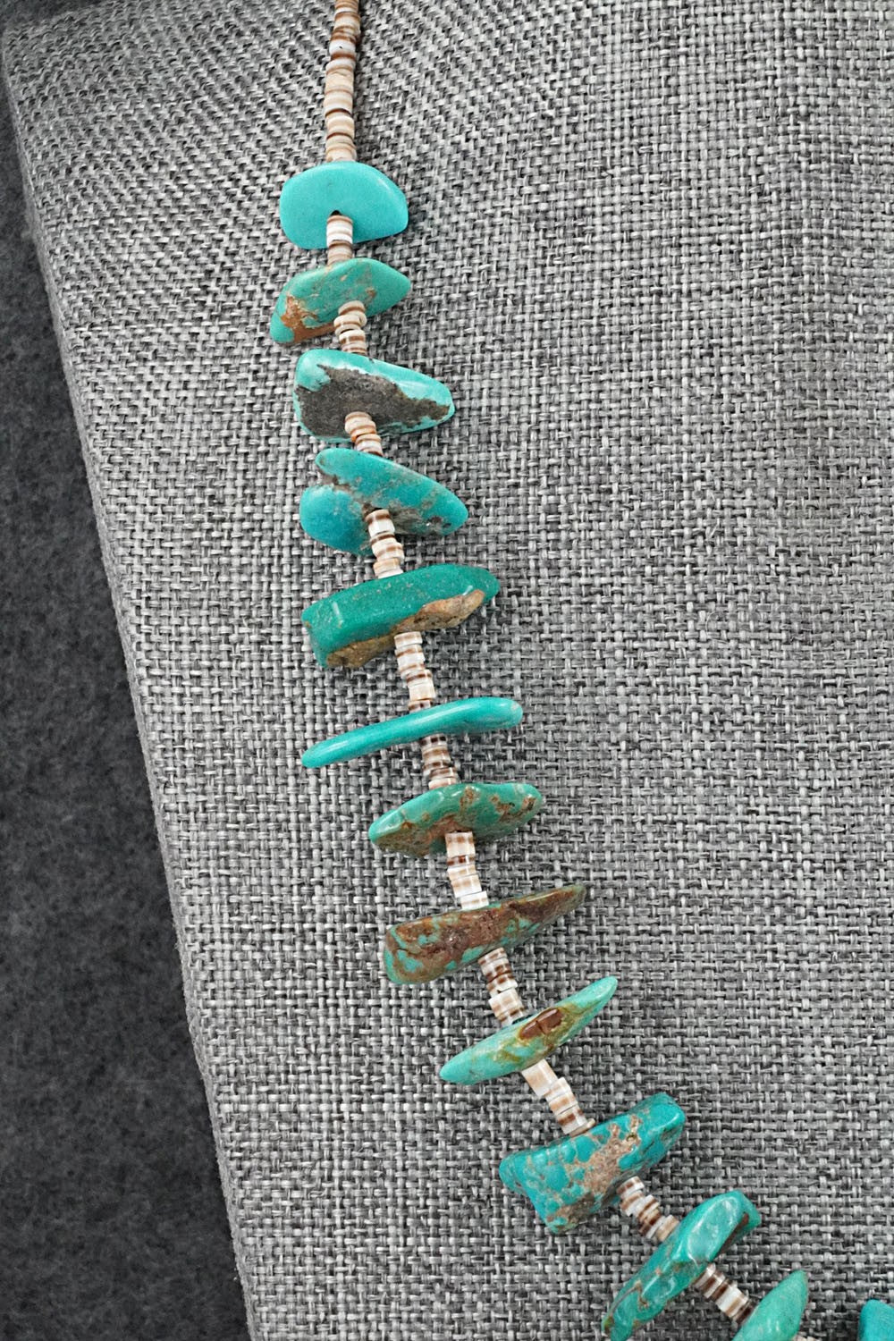 Turquoise, Shell & Sterling Silver Necklace 19" - Helen Tsosie