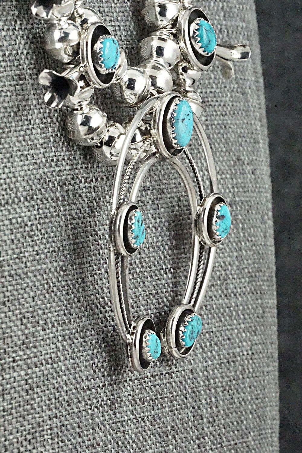 Turquoise & Sterling Silver Squash Blossom Set - Phil Garcia