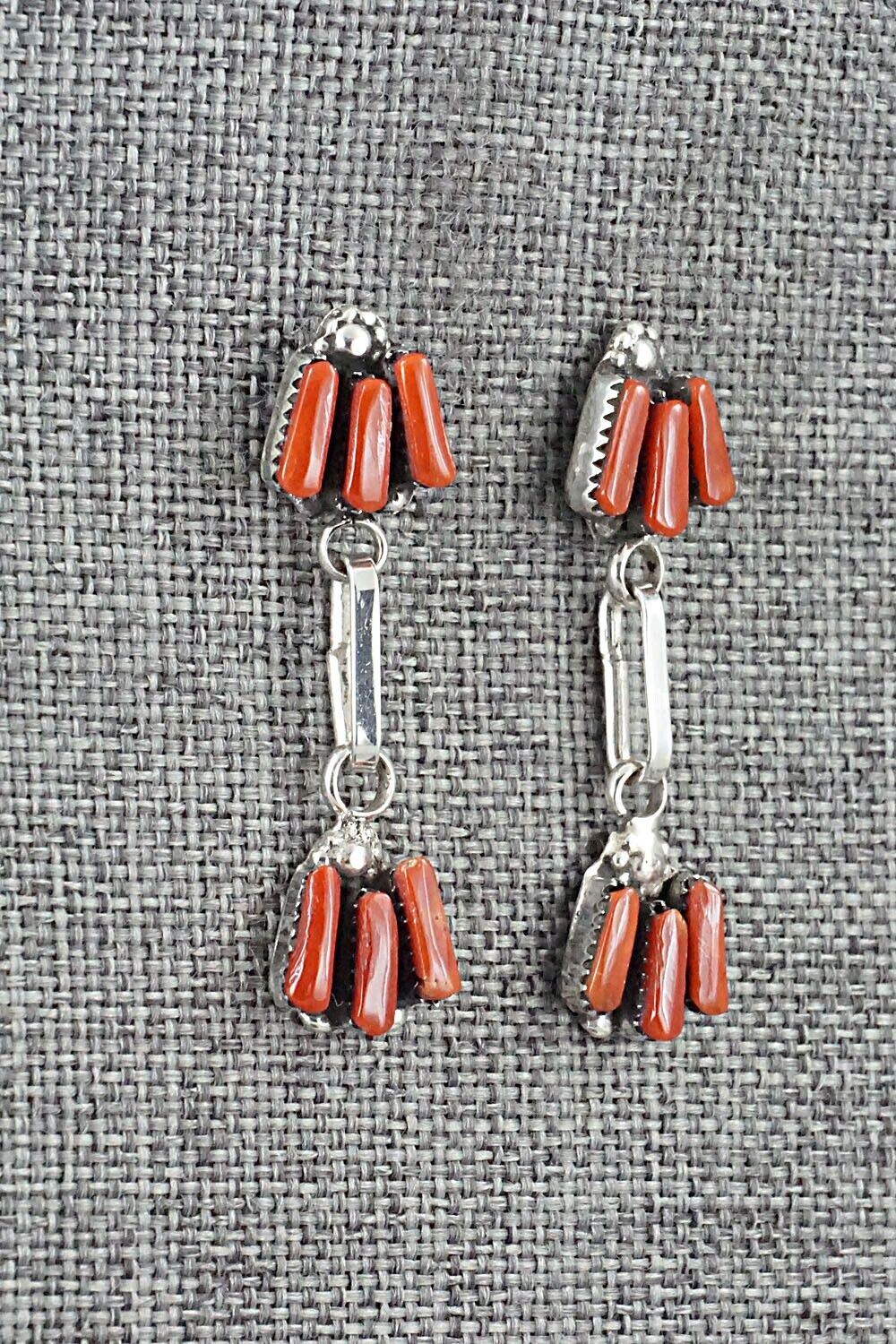 Coral & Sterling Silver Earrings - Carlene Hattie