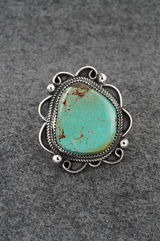 Turquoise & Sterling Silver Ring - Leslie Nez - Size 8.5