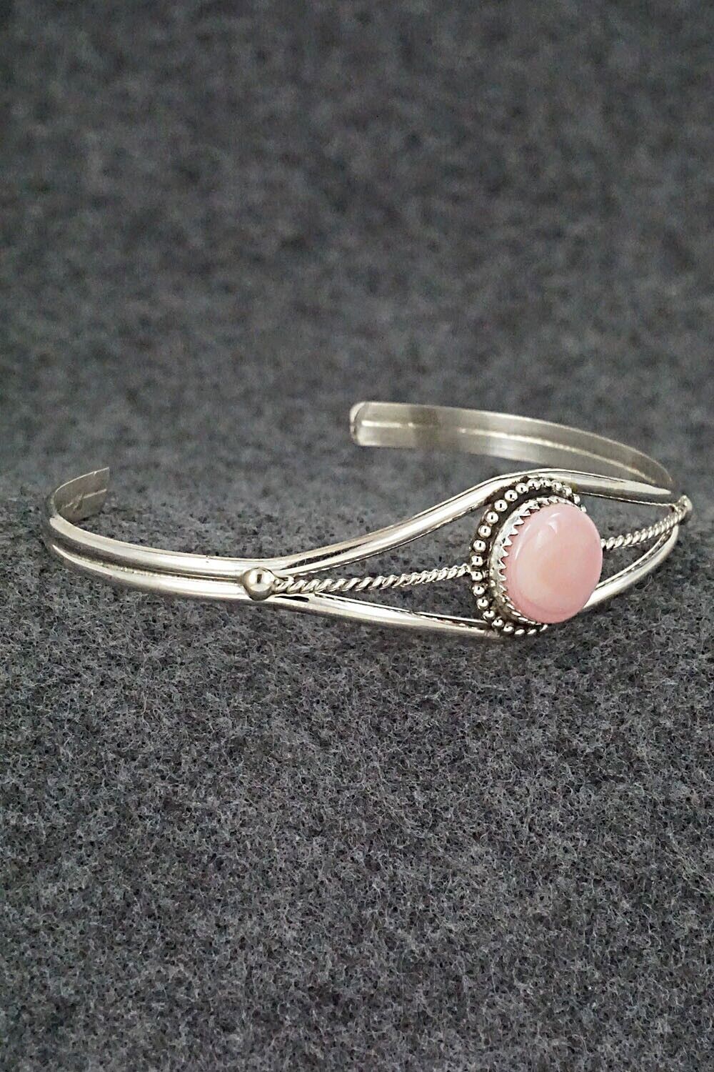 Pink Conch Shell & Sterling Silver Bracelet - Esther White