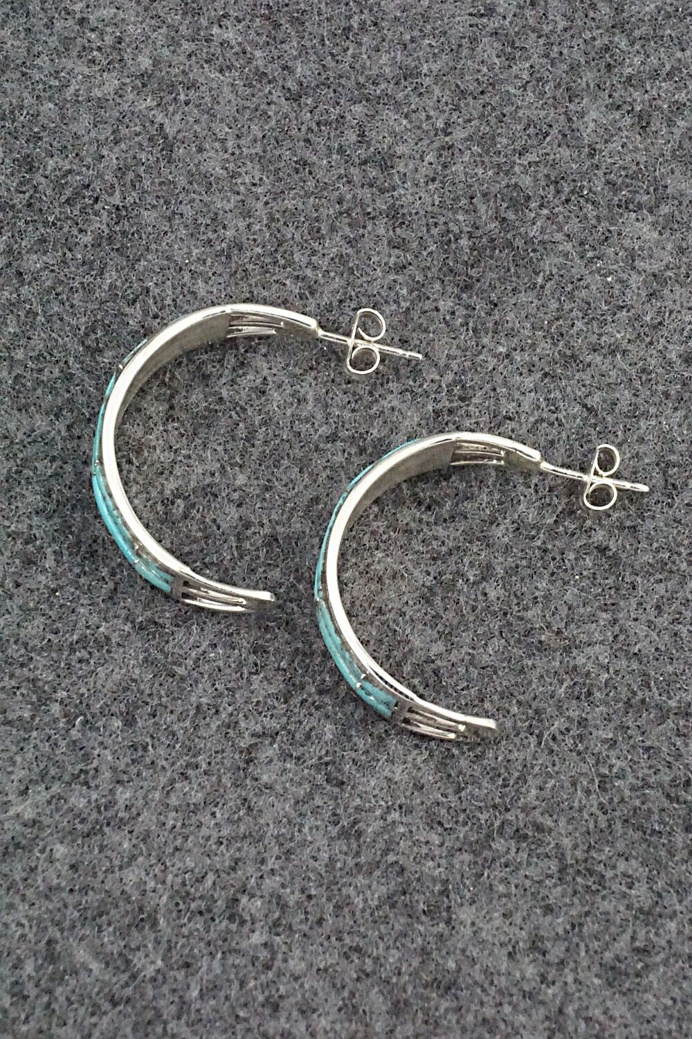 Turquoise & Sterling Silver Hoop Earrings - Andrew Enrico