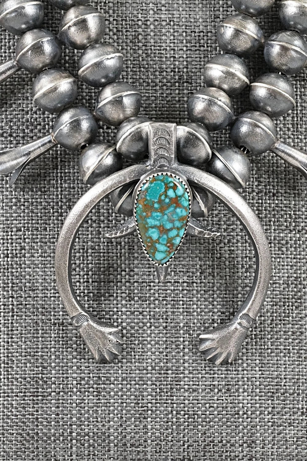 Turquoise & Sterling Silver Squash Blossom Set - Gilbert Martin