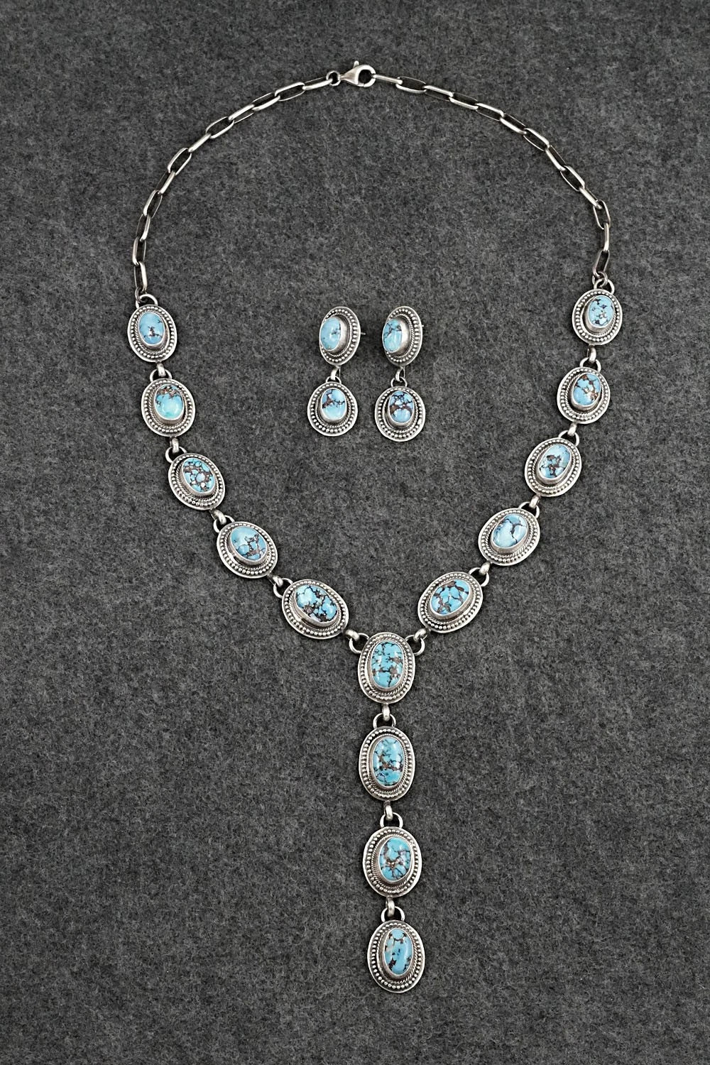 Turquoise & Sterling Silver Necklace and Earrings Set - Kathleen Livingston