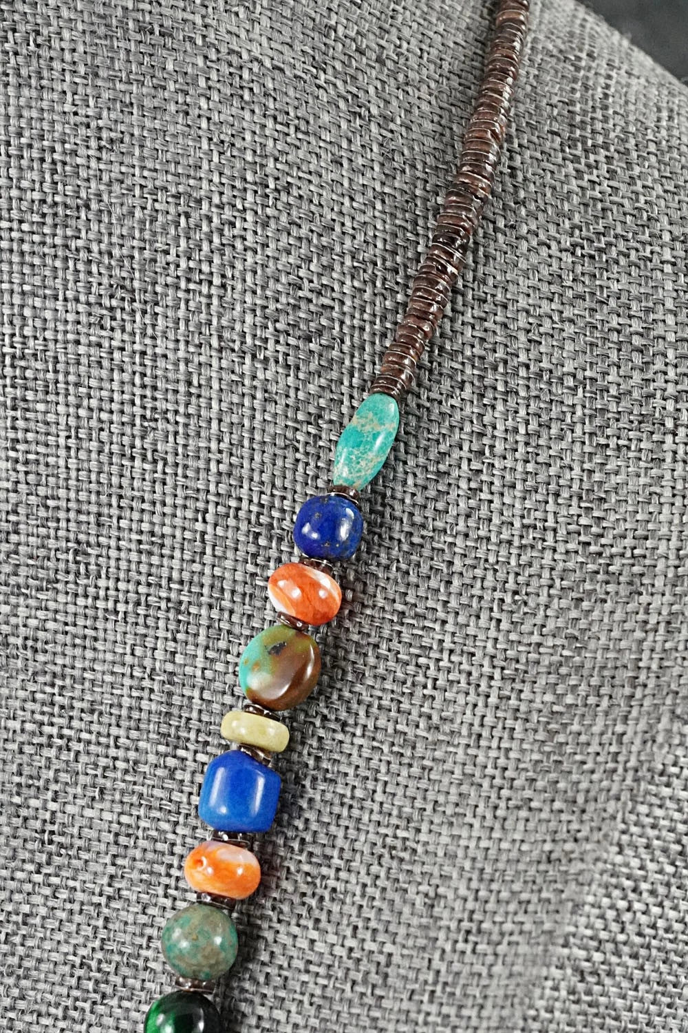 Multi-Stone & Sterling Silver Necklace 18"- Helen Tsosie