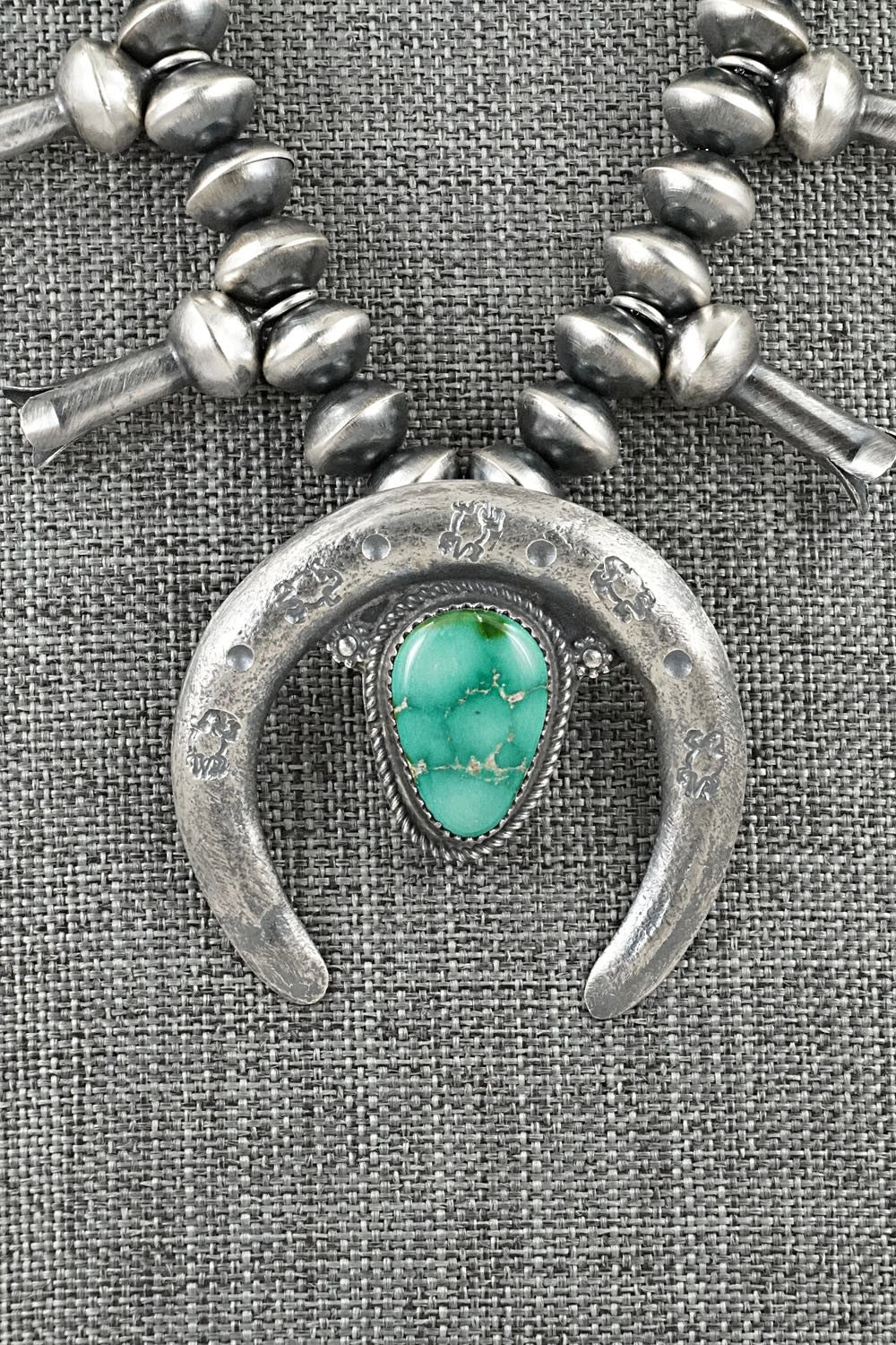 Turquoise & Sterling Silver Squash Blossom Necklace - Presley Haley