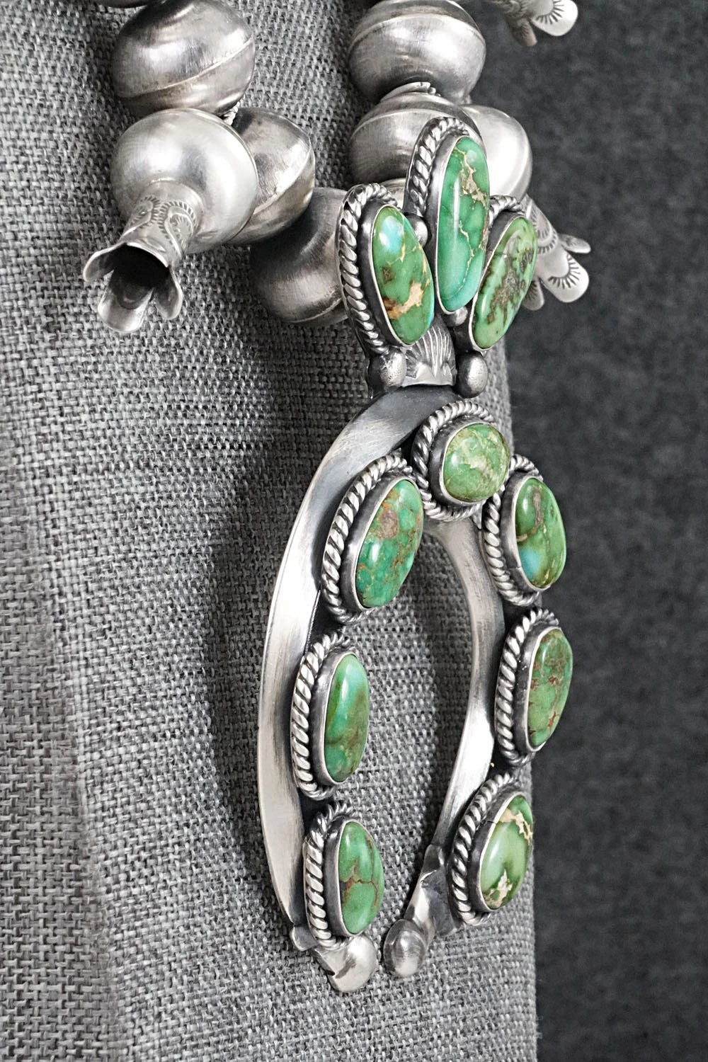 Turquoise & Sterling Silver Squash Blossom Necklace - Chris Hale