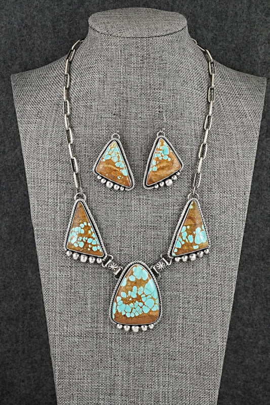 Turquoise & Sterling Silver Necklace and Earrings Set - Paul Livingston