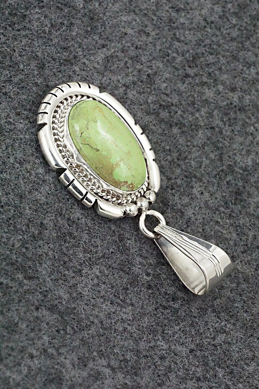 Gaspeite & Sterling Silver Pendant - Samuel Yellowhair