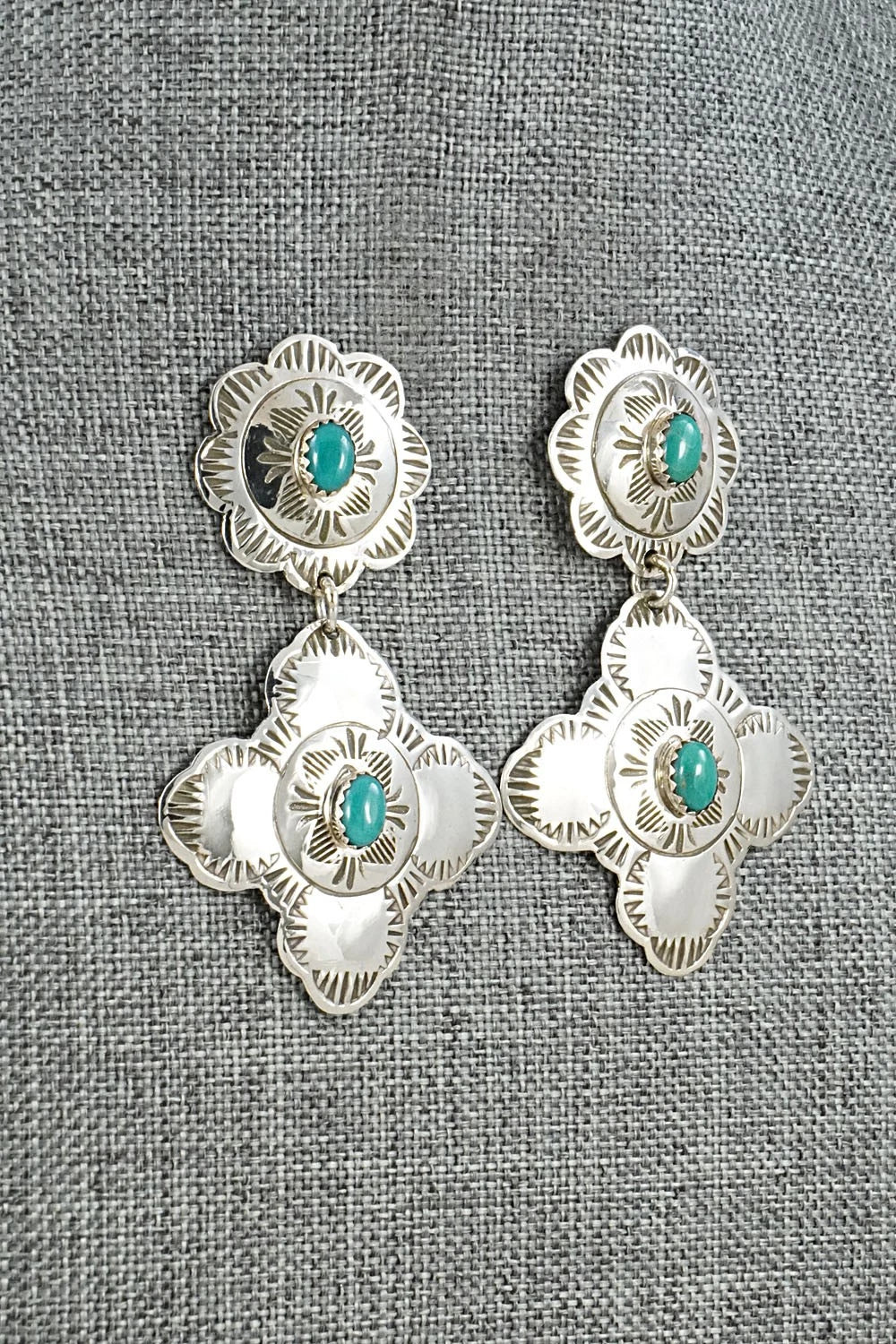 Turquoise & Sterling Silver Earrings - Bertha Begay