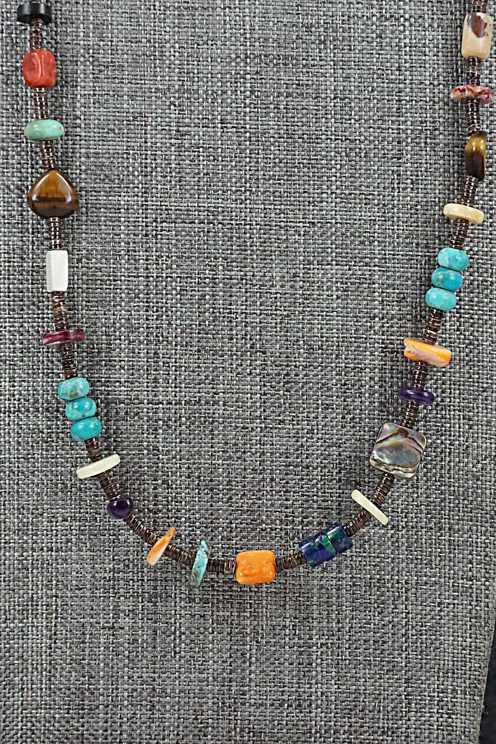 Multi-Stone & Sterling Silver Necklace 28" - Helen Tsosie