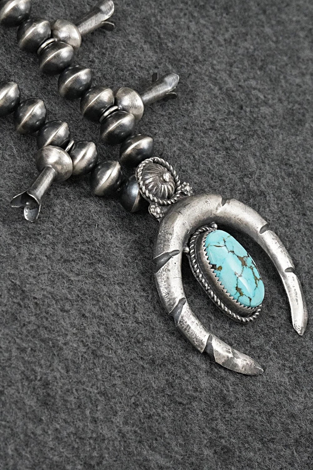 Turquoise & Sterling Silver Squash Blossom Necklace - Preston Haley