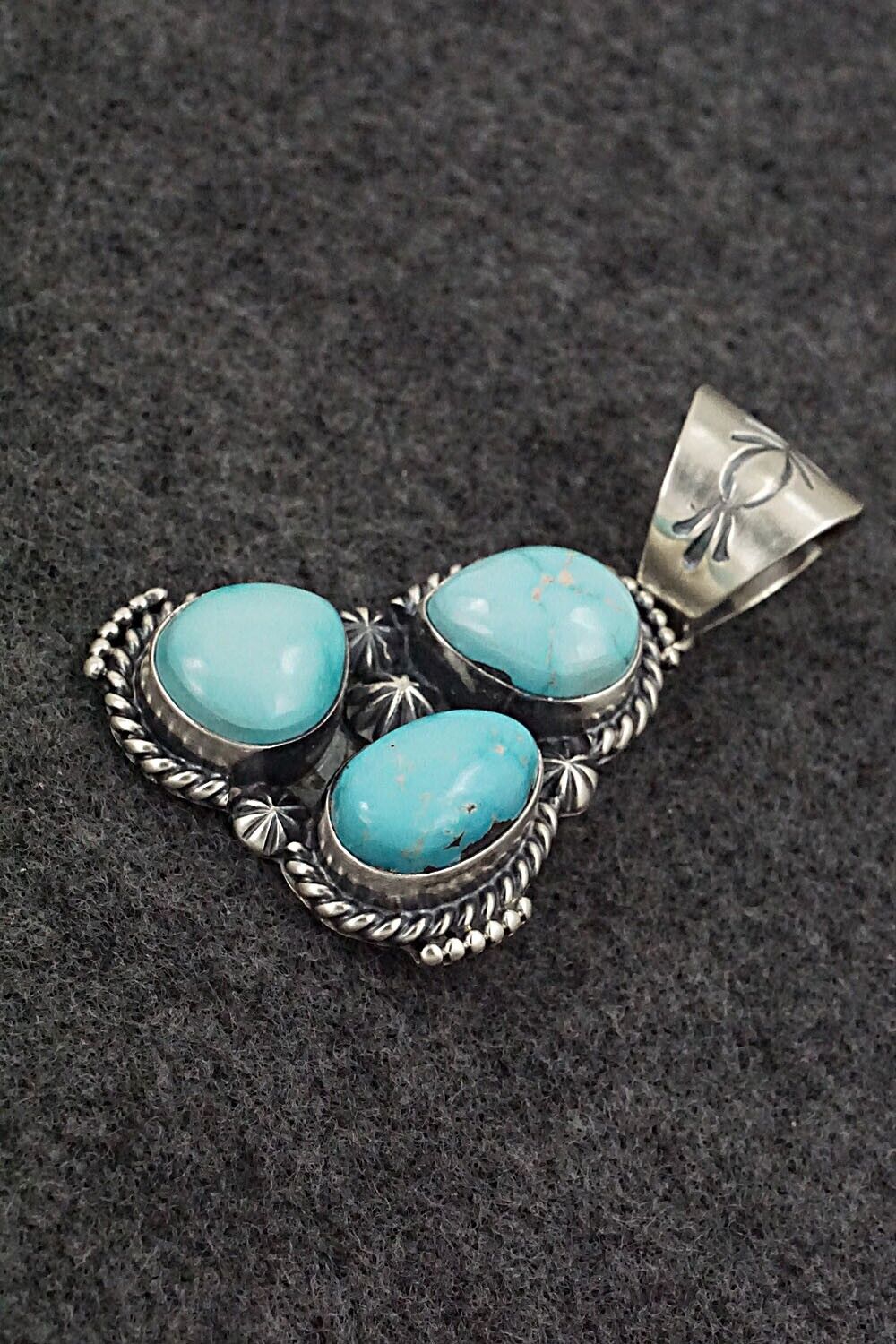 Turquoise & Sterling Silver Pendant - Raymond Delgarito