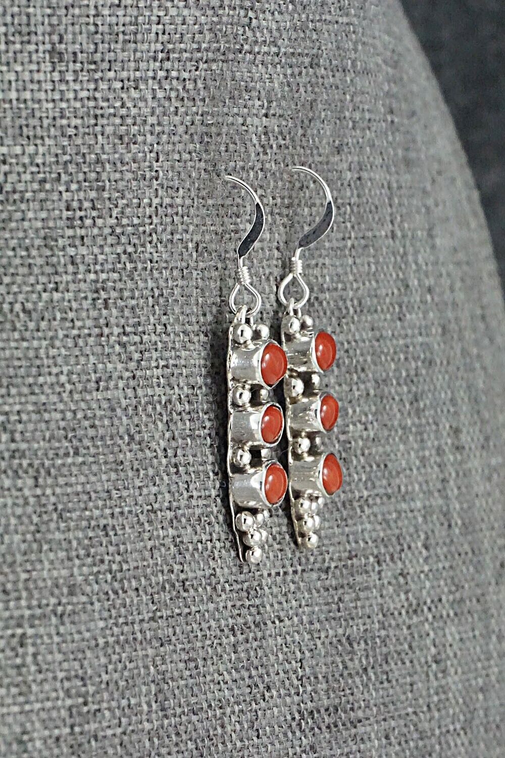 Coral & Sterling Silver Earrings - Verley Betone