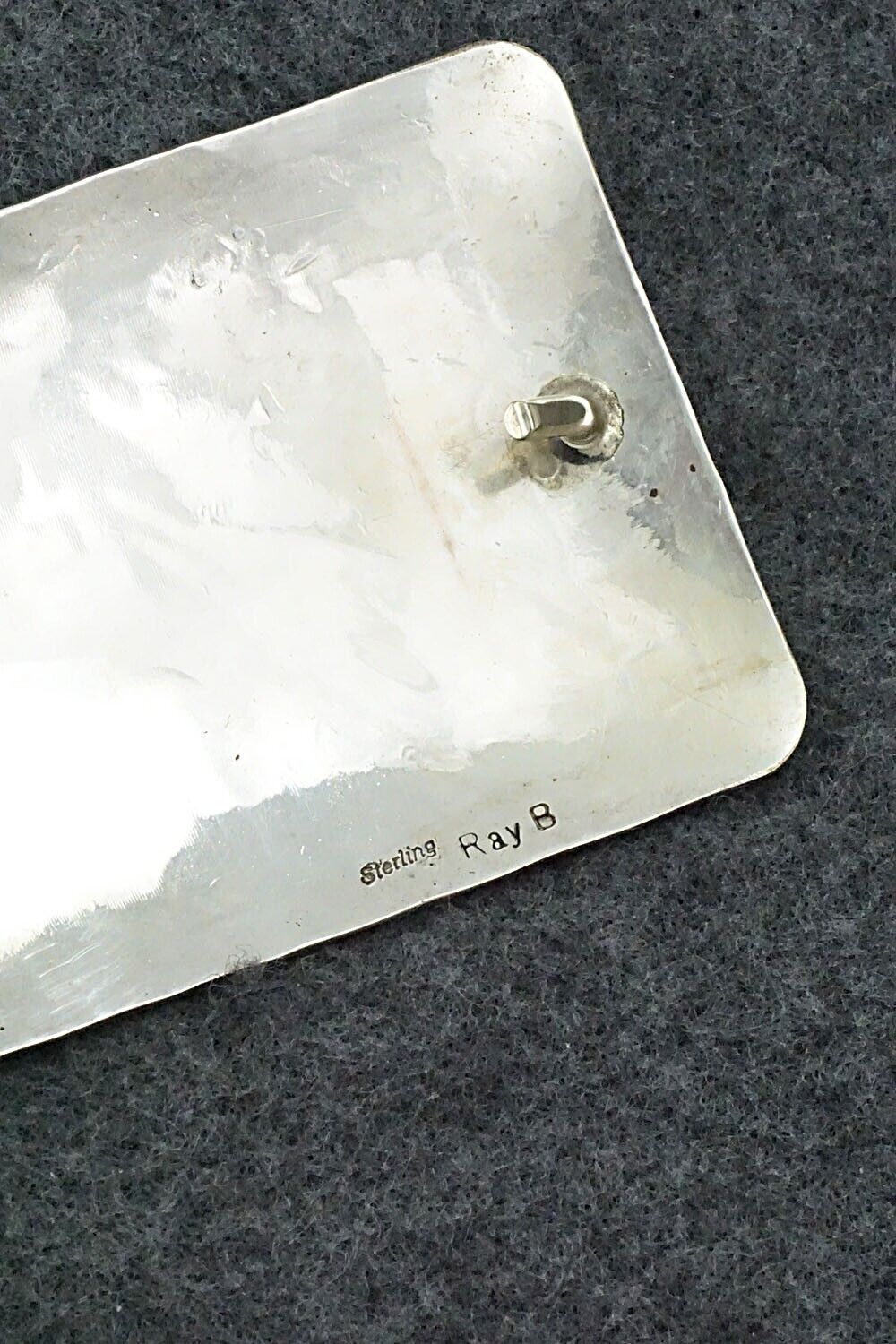 Turquoise, Coral Chip Inlay & Sterling Silver Belt Buckle - Raymond Begay