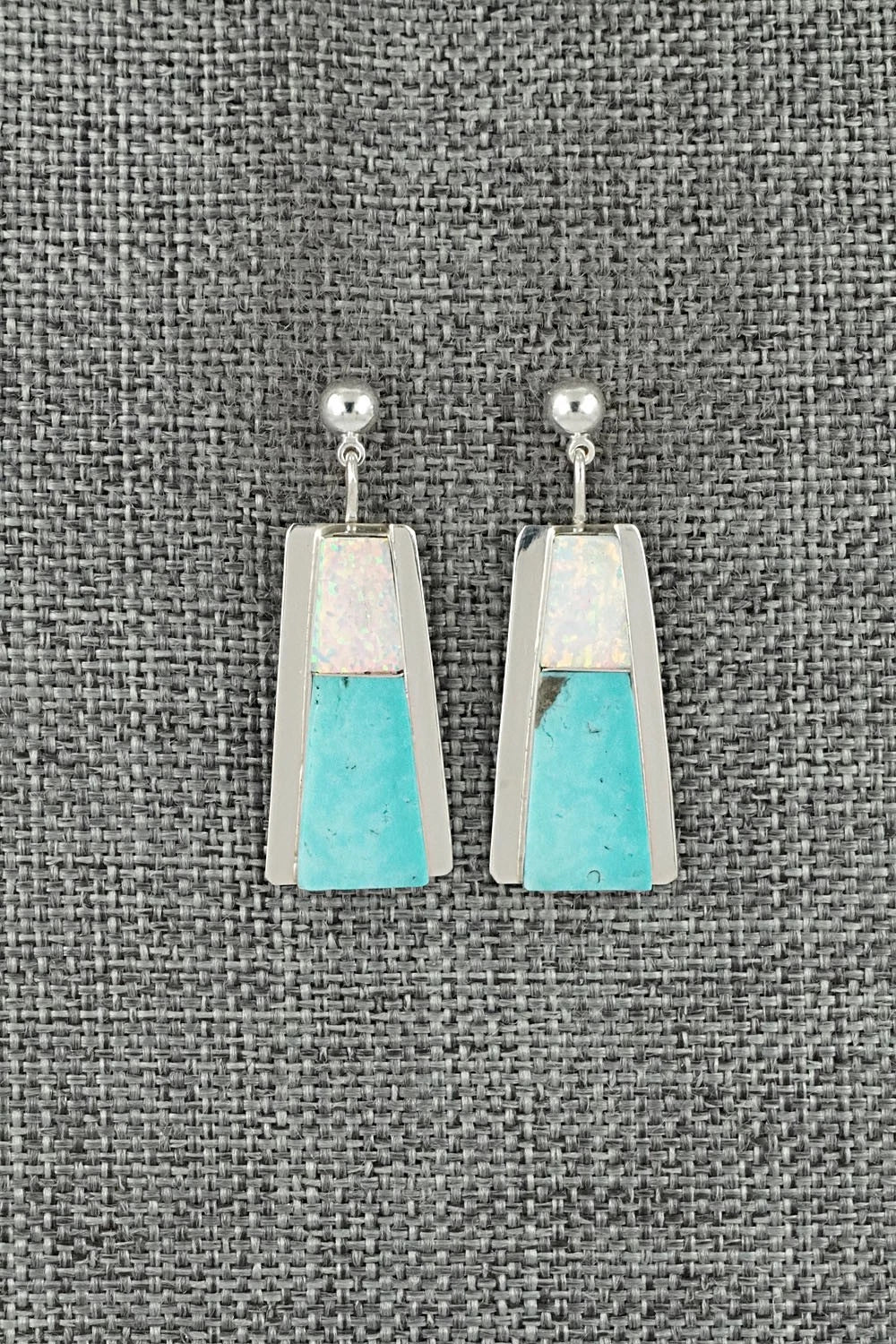 Turquoise, Opalite & Sterling Silver Earrings - Brenda Pete